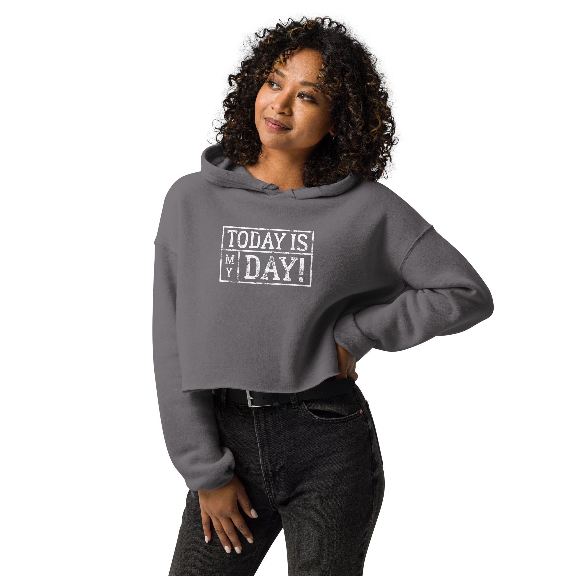 SORTYGO - Today is My Day Cropped Hoodie in Storm