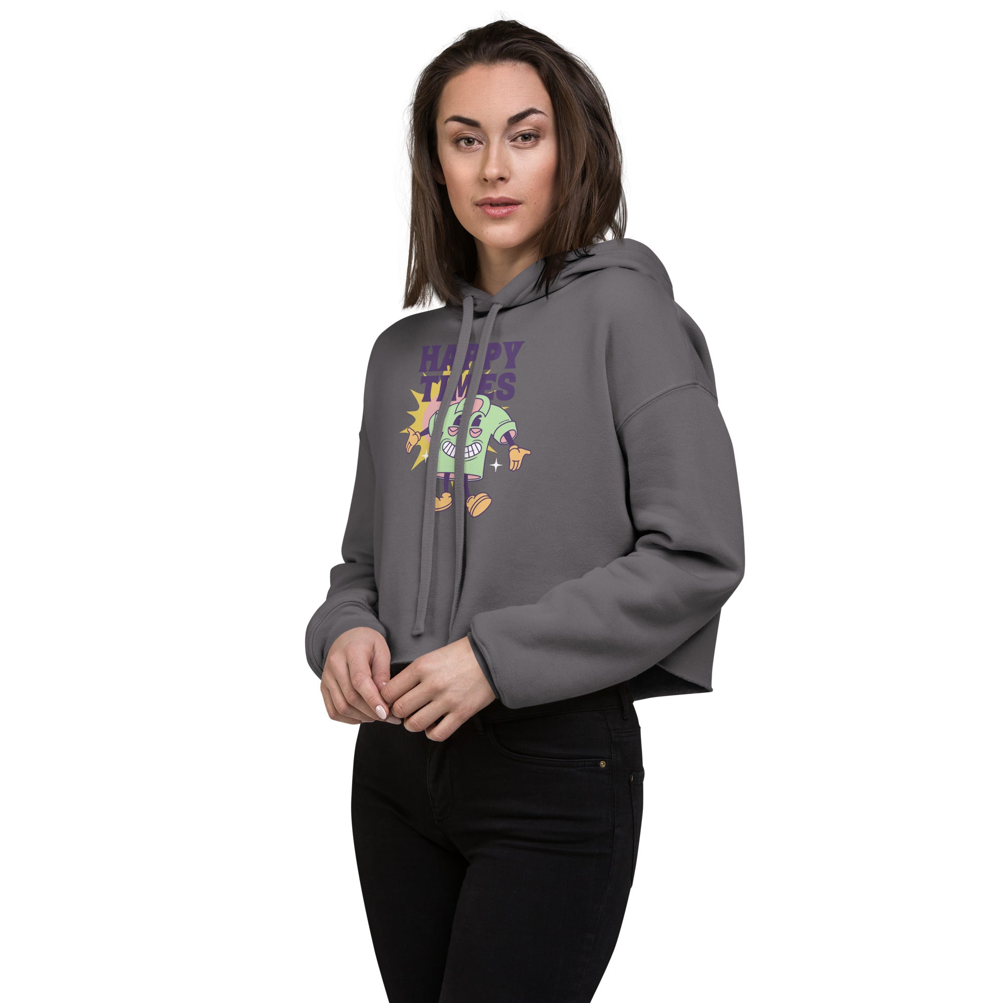 SORTYGO - Happy Times Cropped Hoodie in Storm