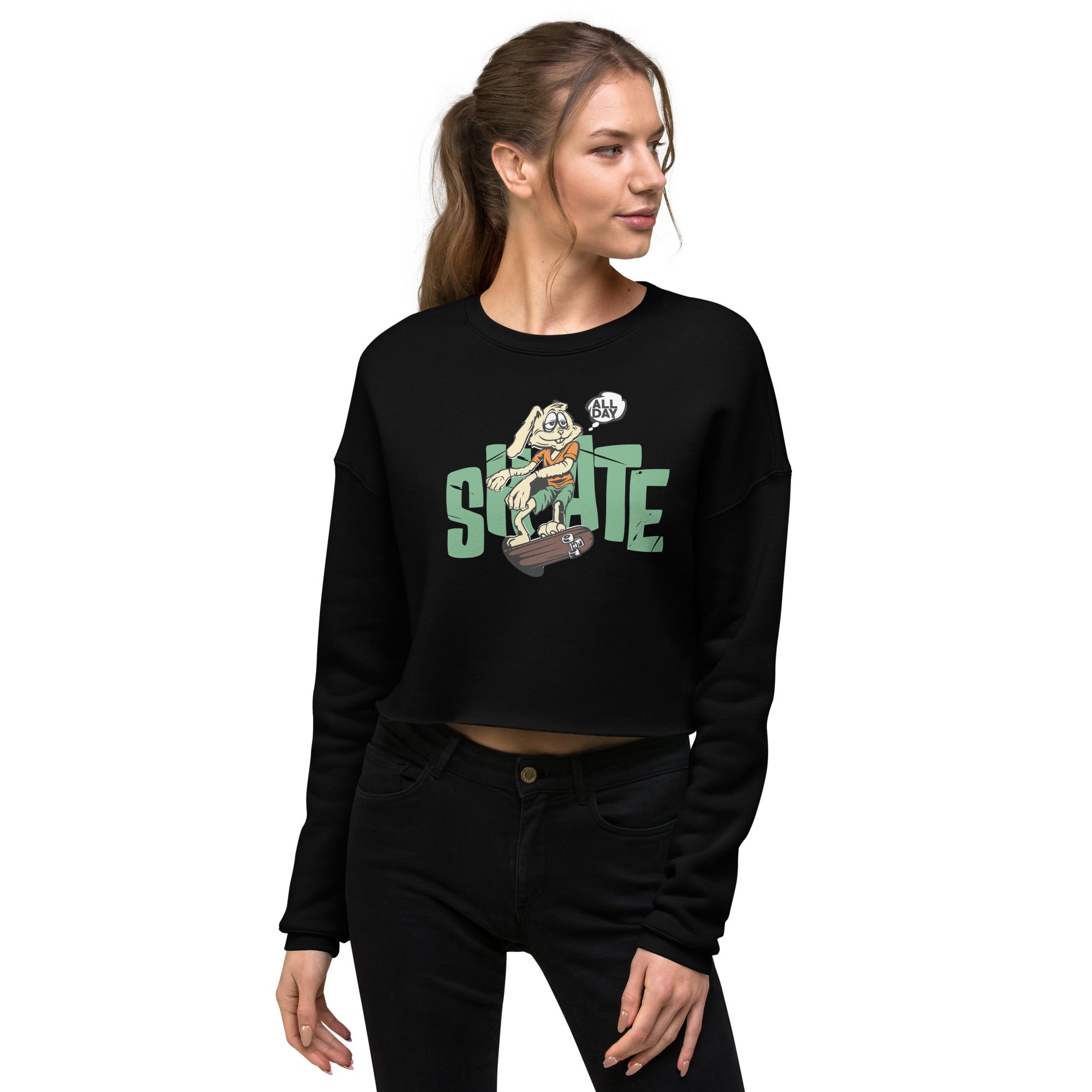 SORTYGO - Skate All Day Cropped Sweatshirt in Black