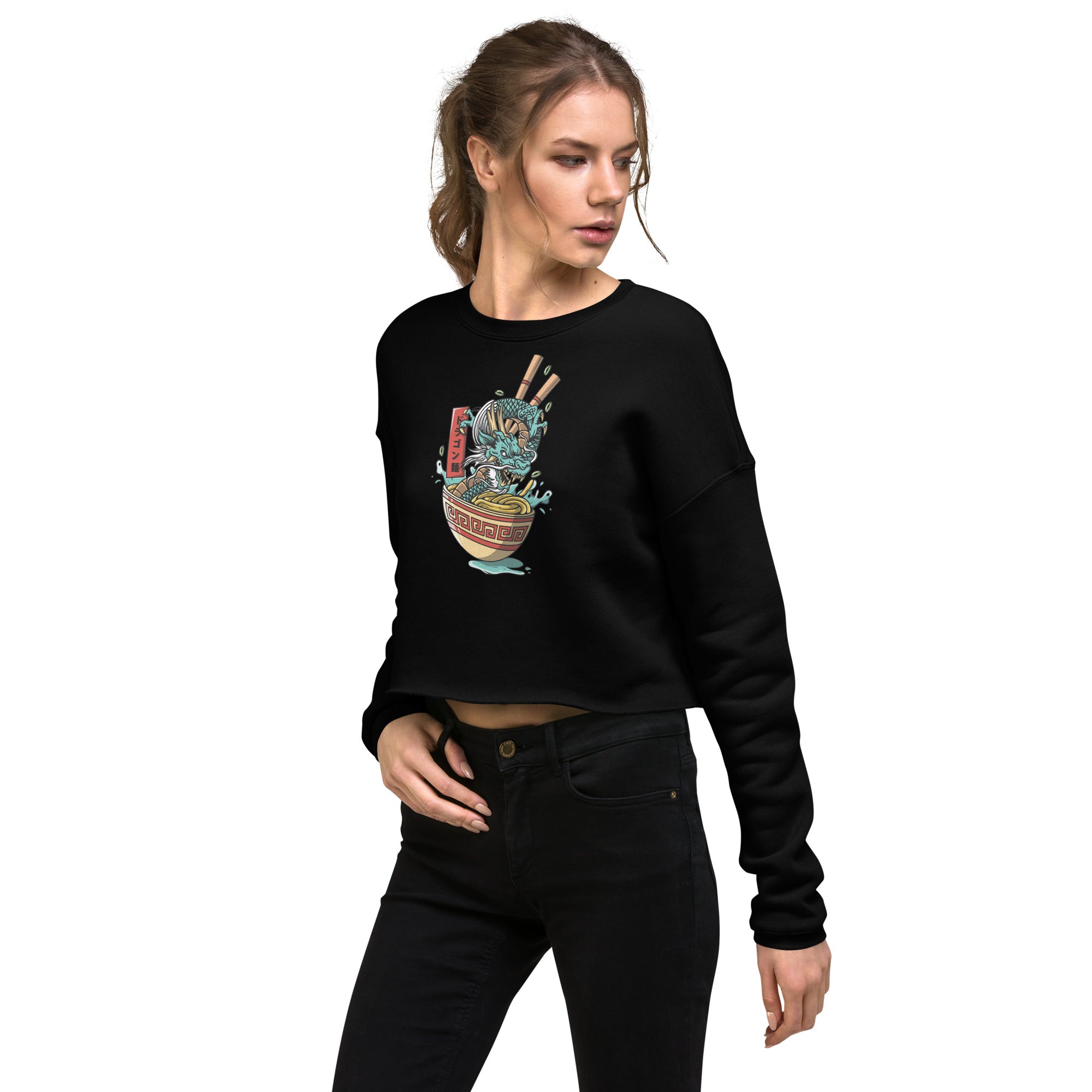 SORTYGO - Fiery Flavor Fusion Cropped Sweatshirt in Black