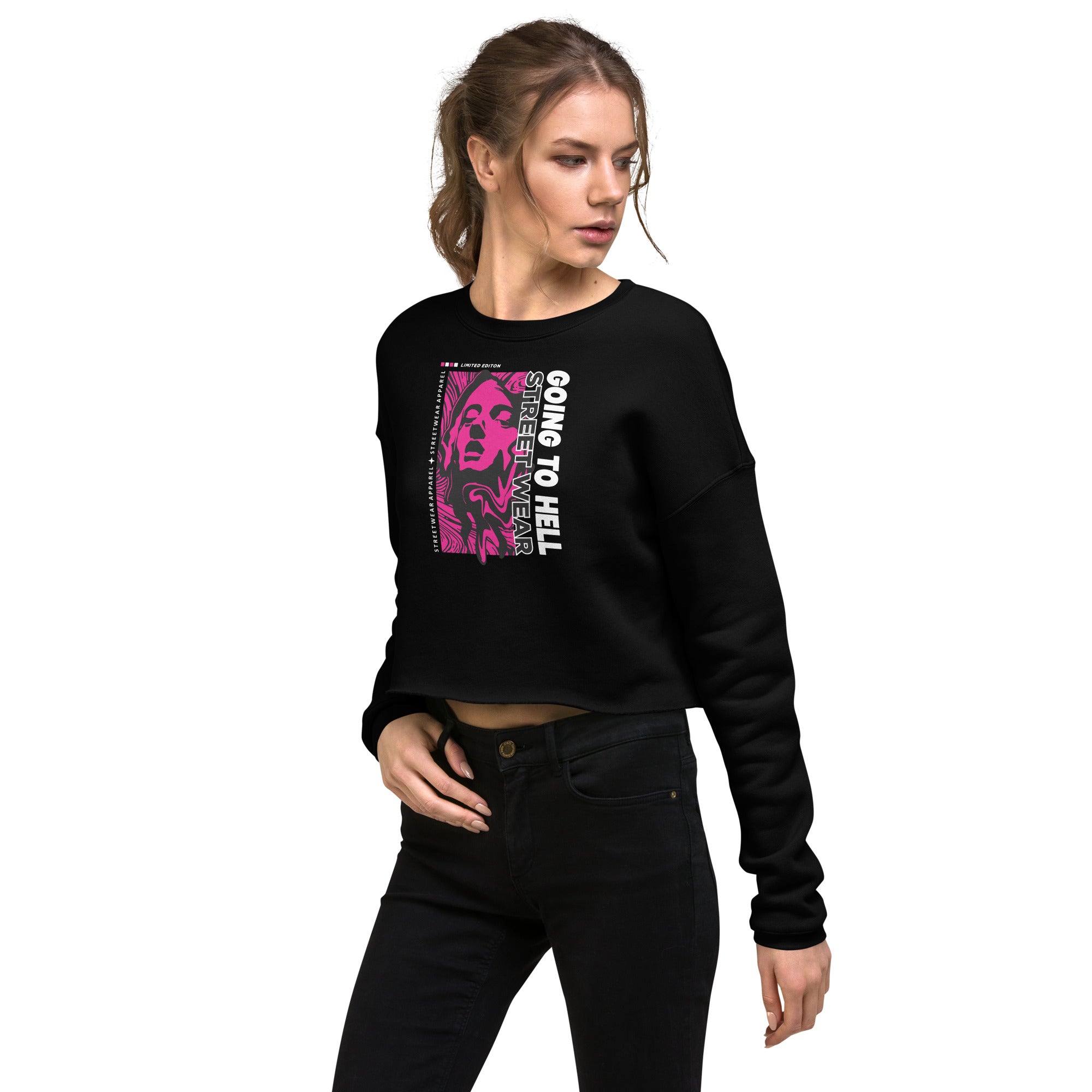 SORTYGO - Cityscape Couture Cropped Sweatshirt in Black