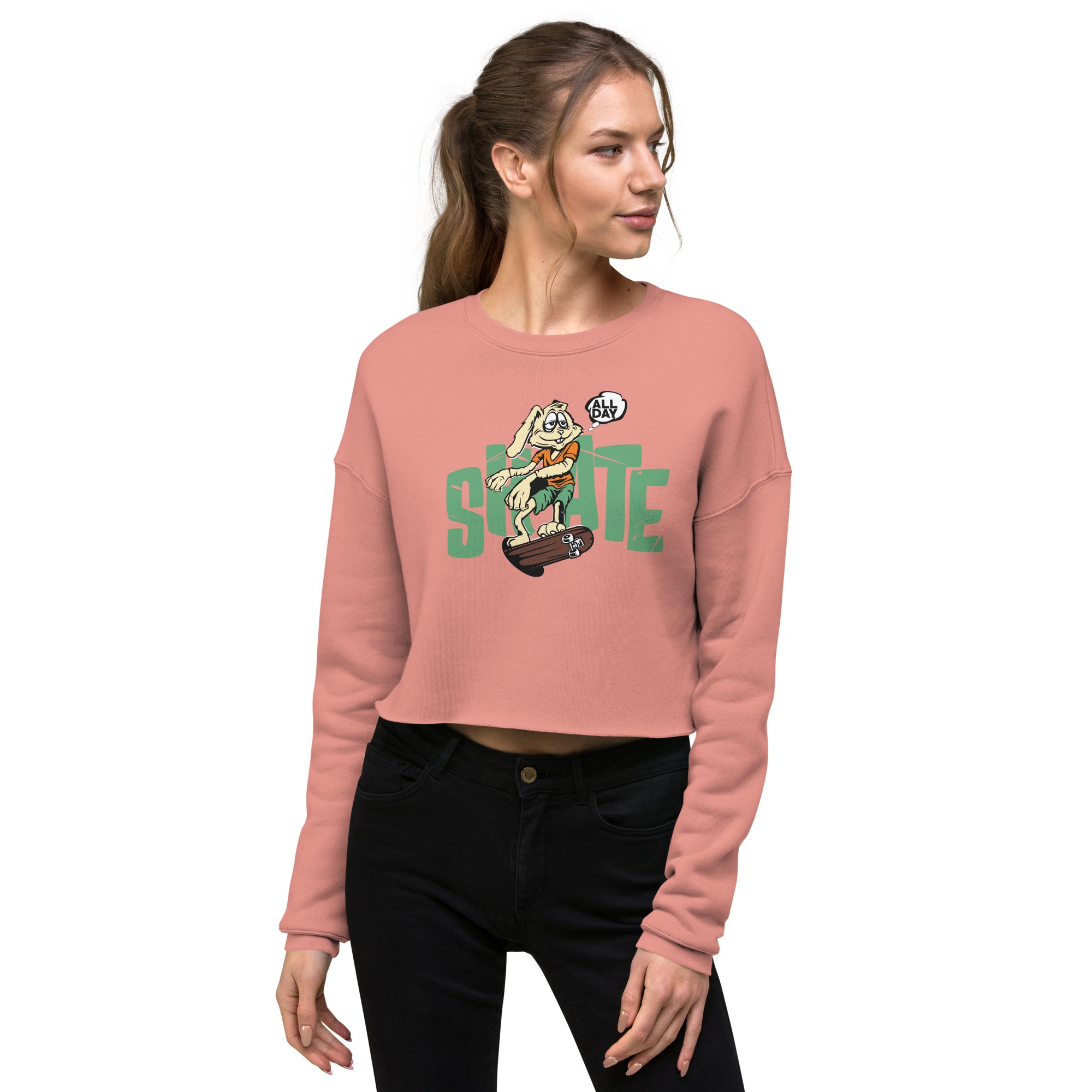 SORTYGO - Skate All Day Cropped Sweatshirt in Mauve